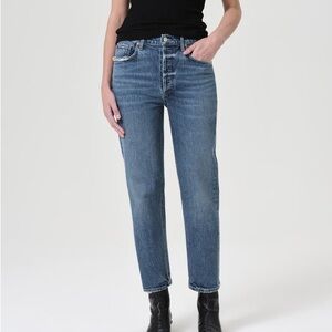 Agolde Dark Blue Button-Fly Jeans - Long